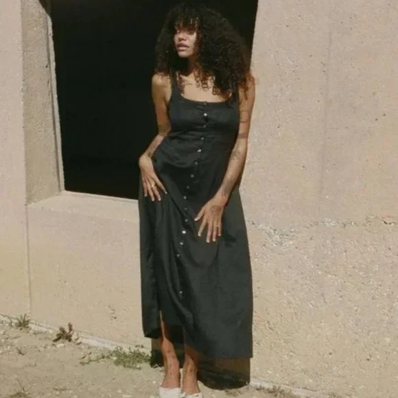 Doen Black Lantana Button Up Maxi Dress XS - Picture 5 of 9